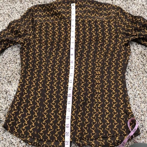 MICHAEL Michael Kors Chain Link Button Up Blouse Brown Gold XS - Picture 6 of 9